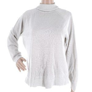 Pursuits Women Sweater Knit Turtleneck Metallic Silk Blend Gray Size L